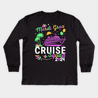 Mardi Gras Cruise Squad 2024 Family Matching Trip Costume Kids Long Sleeve T-Shirt